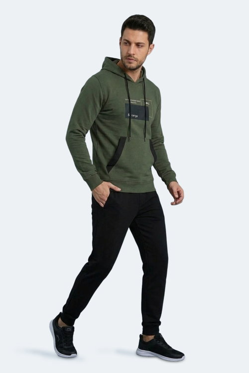 Slazenger VANDA Erkek Kanguru Cepli Kapüşonlu Haki Sweatshırt