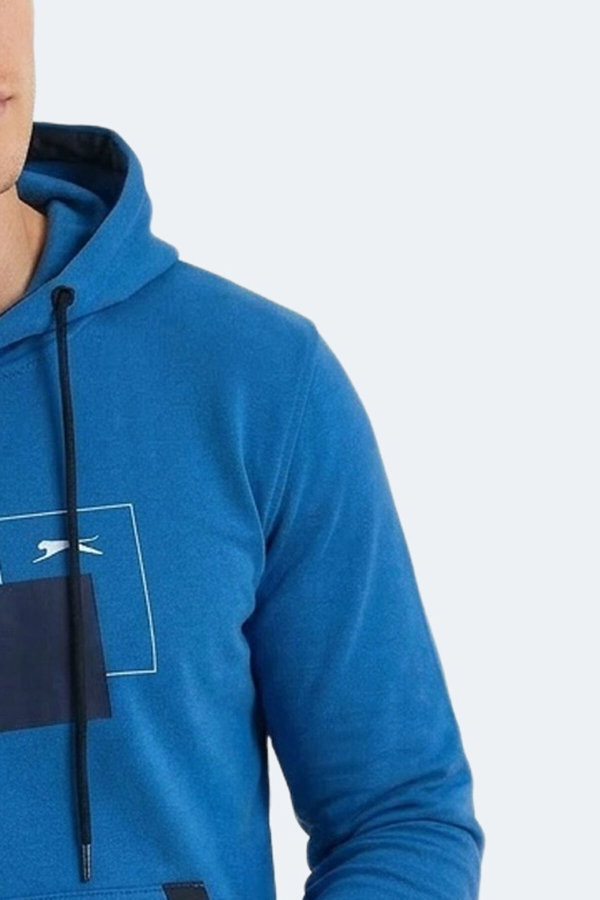 Slazenger VANDA Erkek Kanguru Cepli Kapüşonlu Mavi Sweatshırt