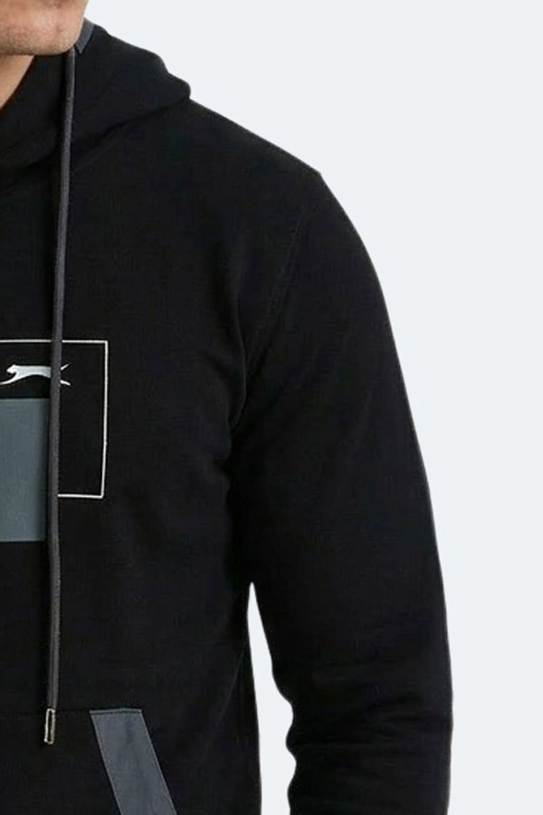 Slazenger VANDA Erkek Kanguru Cepli Kapüşonlu Siyah Sweatshırt