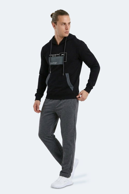 Slazenger VANDA Erkek Kanguru Cepli Kapüşonlu Siyah Sweatshırt