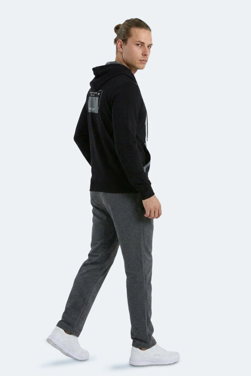 Slazenger VANDA Erkek Kanguru Cepli Kapüşonlu Siyah Sweatshırt