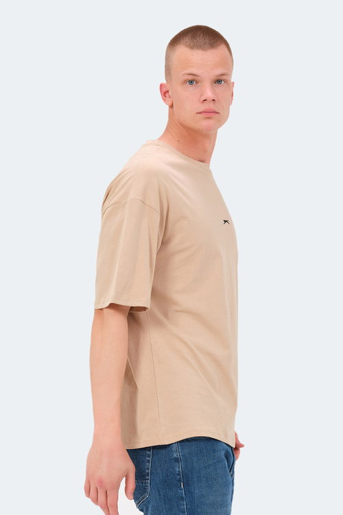 Slazenger VENETIA I Erkek Baskılı Oversıze Bej Tişört