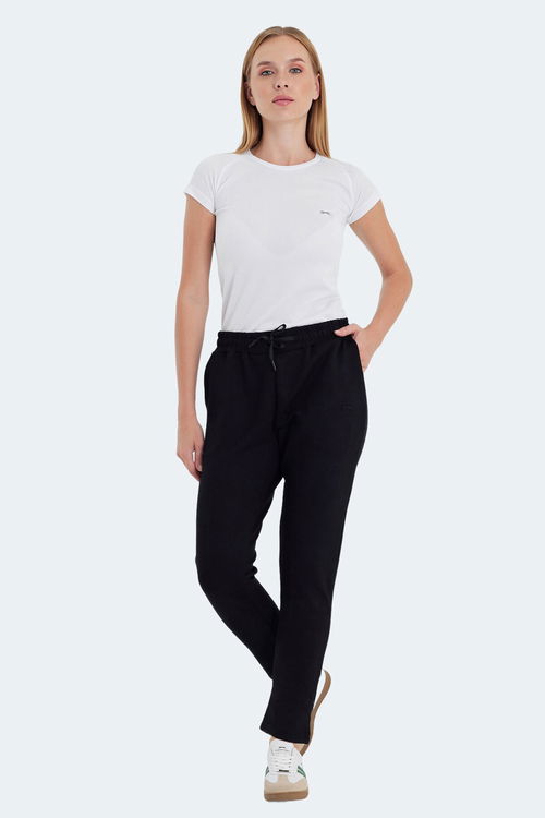 Slazenger VETA Kadın Cepli Dar Paça Siyah Eşofman Altı