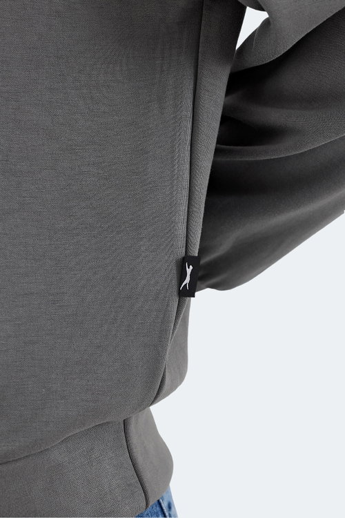 Slazenger VIDAL IN Kadın Dik Yaka Oversıze Koyu Gri Sweatshırt