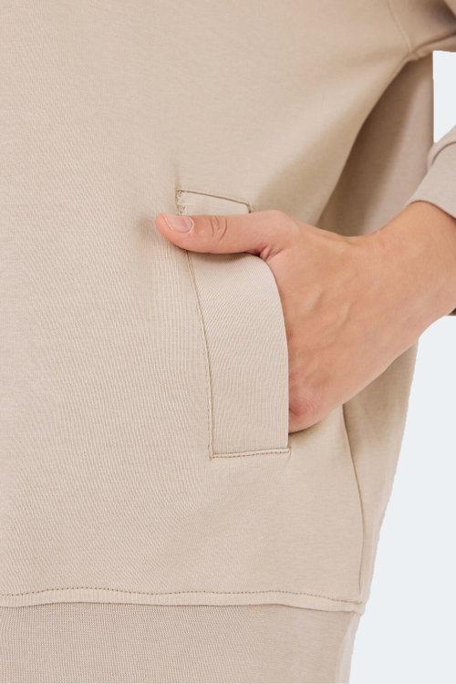 Slazenger VIKENTI SW Kadın Cepli Oversıze Bej Sweatshırt
