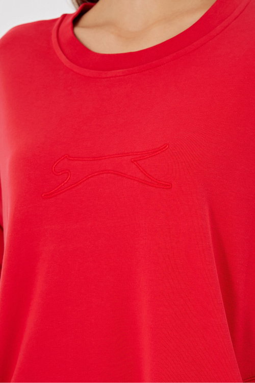 Slazenger VIKENTI SW Kadın Cepli Oversıze Kırmızı Sweatshırt