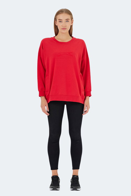 Slazenger VIKENTI SW Kadın Cepli Oversıze Kırmızı Sweatshırt