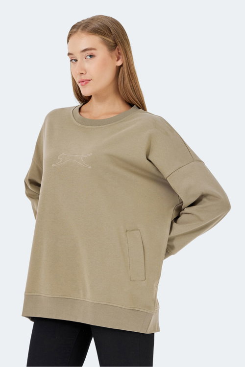 Slazenger VIKENTI SW Kadın Cepli Oversıze Koyu Yeşil Sweatshırt