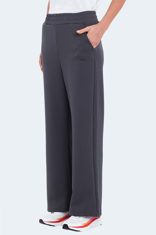 Slazenger VILLE Kadın Cepli Bol Paça Koyu Gri Pantolon
