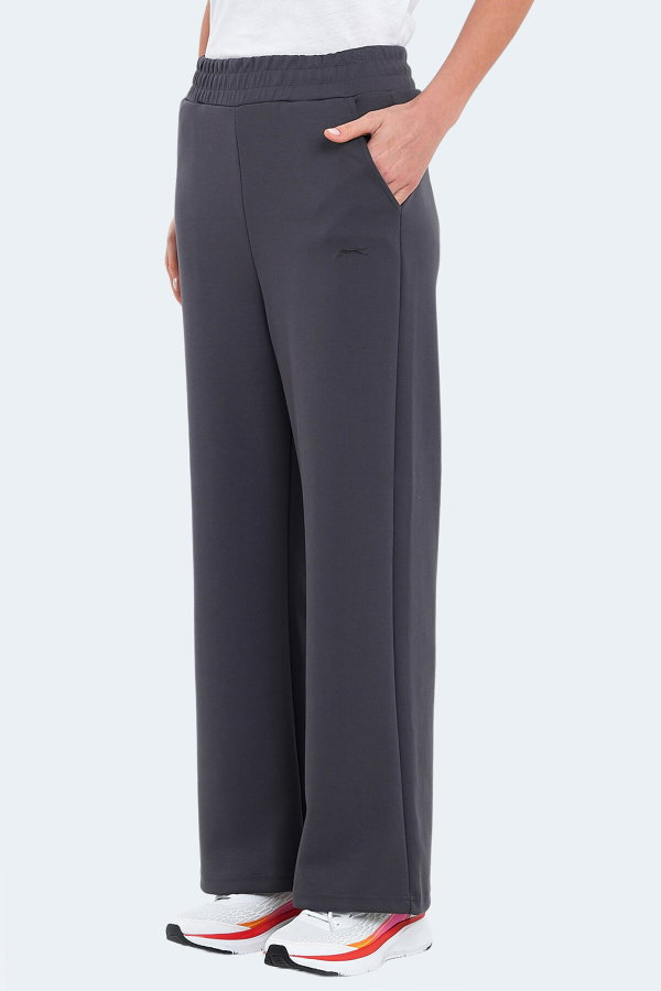 Slazenger VILLE Kadın Cepli Bol Paça Koyu Gri Pantolon