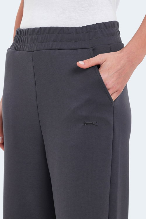 Slazenger VILLE Kadın Cepli Bol Paça Koyu Gri Pantolon