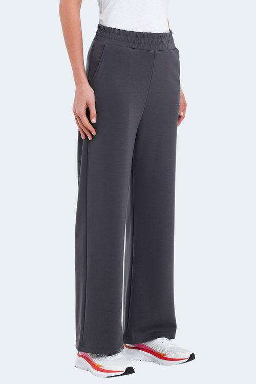Slazenger VILLE Kadın Cepli Bol Paça Koyu Gri Pantolon