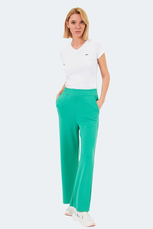 Slazenger VILLE Kadın Cepli Bol Paça Yeşil Pantolon