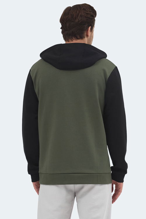 Slazenger VIOLA Erkek Kapüşonlu Cepli Haki / Siyah Sweatshırt