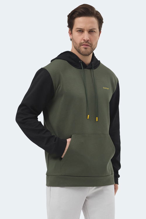 Slazenger VIOLA Erkek Kapüşonlu Cepli Haki / Siyah Sweatshırt