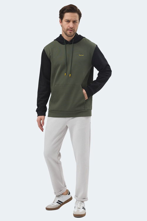 Slazenger VIOLA Erkek Kapüşonlu Cepli Haki / Siyah Sweatshırt