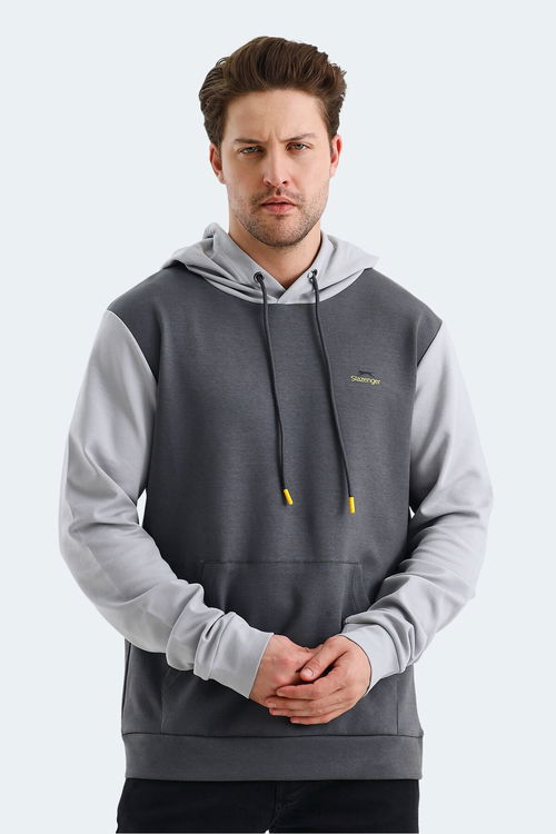 Slazenger VIOLA Erkek Kapüşonlu Cepli Koyu Gri / Siyah Sweatshirt