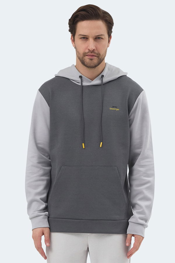 Slazenger VIOLA Erkek Kapüşonlu Cepli Koyu Gri / Siyah Sweatshırt