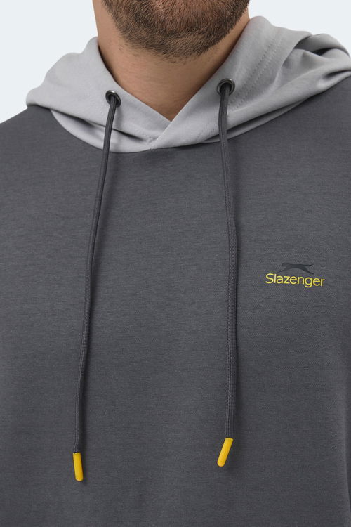 Slazenger VIOLA Erkek Kapüşonlu Cepli Koyu Gri / Siyah Sweatshırt