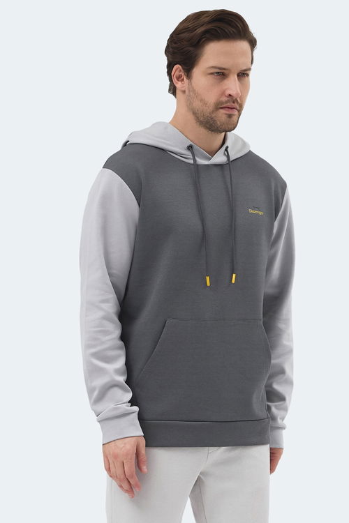 Slazenger VIOLA Erkek Kapüşonlu Cepli Koyu Gri / Siyah Sweatshırt