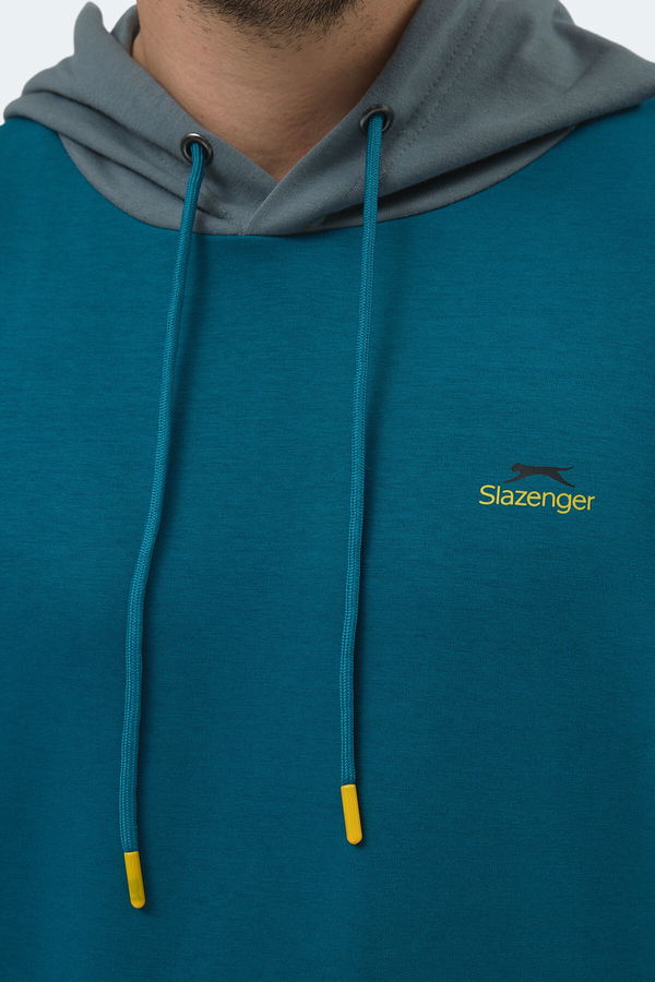 Slazenger VIOLA Erkek Kapüşonlu Cepli Petrol Sweatshırt