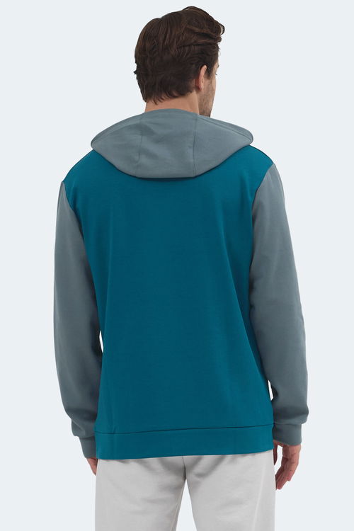 Slazenger VIOLA Erkek Kapüşonlu Cepli Petrol Sweatshırt