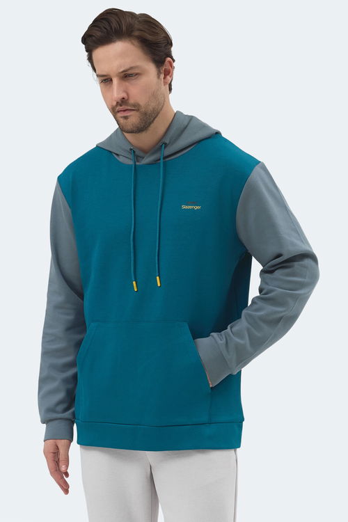 Slazenger VIOLA Erkek Kapüşonlu Cepli Petrol Sweatshırt