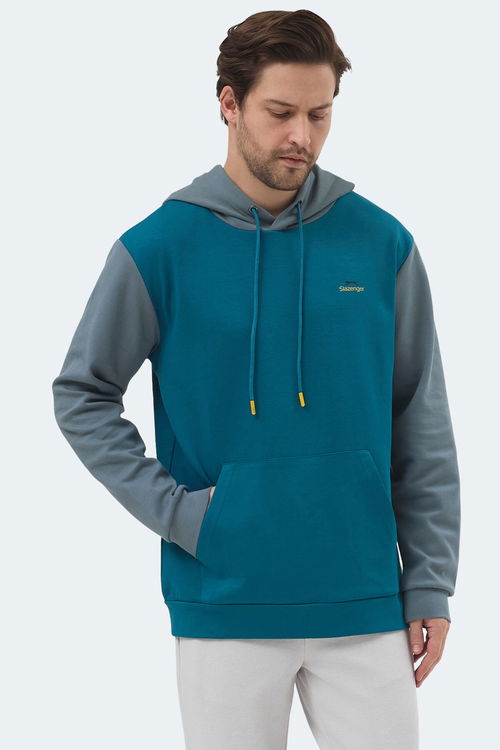 Slazenger VIOLA Erkek Kapüşonlu Cepli Petrol Sweatshırt