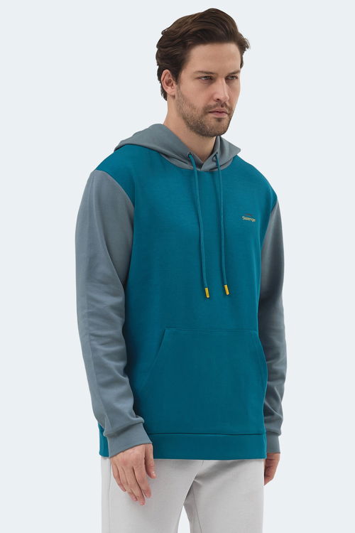 Slazenger VIOLA Erkek Kapüşonlu Cepli Petrol Sweatshırt