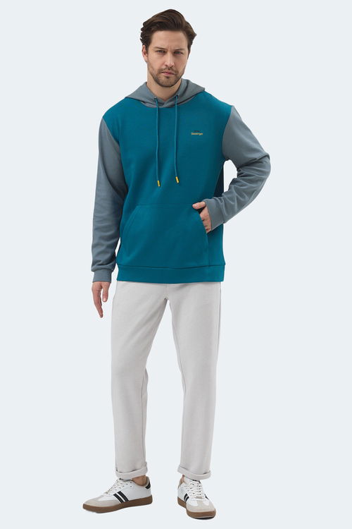 Slazenger VIOLA Erkek Kapüşonlu Cepli Petrol Sweatshırt