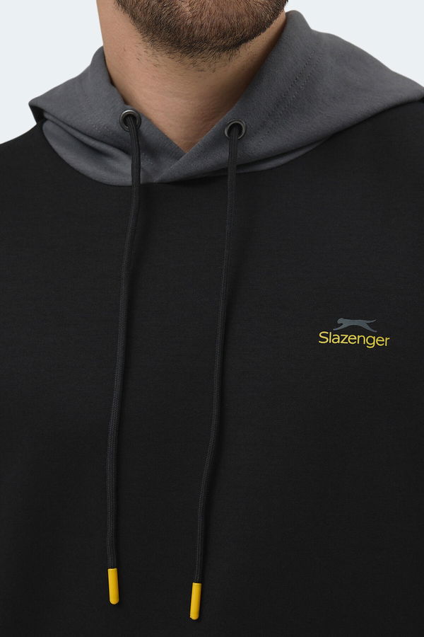 Slazenger VIOLA Erkek Kapüşonlu Cepli Siyah / Gri Sweatshırt