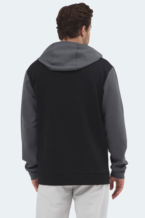Slazenger VIOLA Erkek Kapüşonlu Cepli Siyah / Gri Sweatshırt