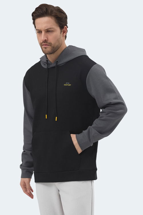 Slazenger VIOLA Erkek Kapüşonlu Cepli Siyah / Gri Sweatshırt