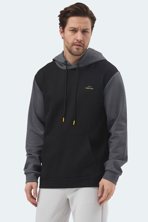 Slazenger VIOLA Erkek Kapüşonlu Cepli Siyah / Gri Sweatshırt