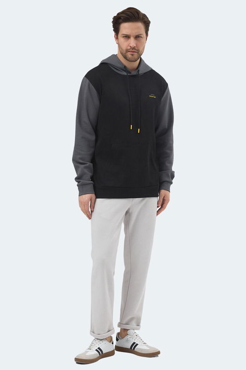 Slazenger VIOLA Erkek Kapüşonlu Cepli Siyah / Gri Sweatshırt