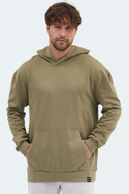 Slazenger VIOLENCE Unisex Kapüşonlu Cepli Oversıze Haki Sweatshırt