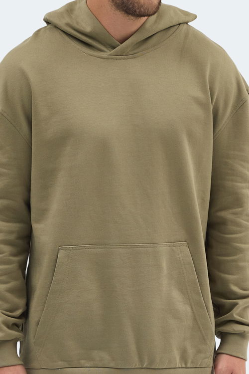 Slazenger VIOLENCE Unisex Kapüşonlu Cepli Oversıze Haki Sweatshırt