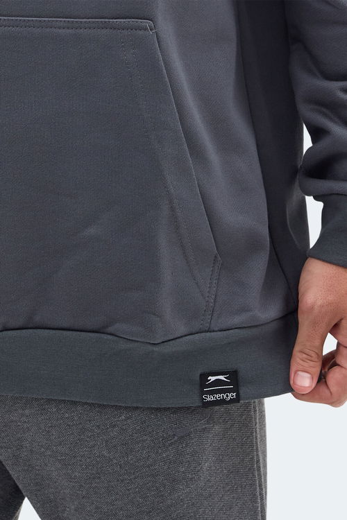 Slazenger VIOLENCE Unisex Kapüşonlu Cepli Oversıze Koyu Gri Sweatshırt