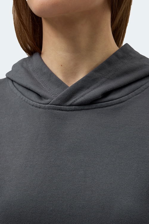 Slazenger VIOLENCE Unisex Kapüşonlu Cepli Oversıze Koyu Gri Sweatshırt