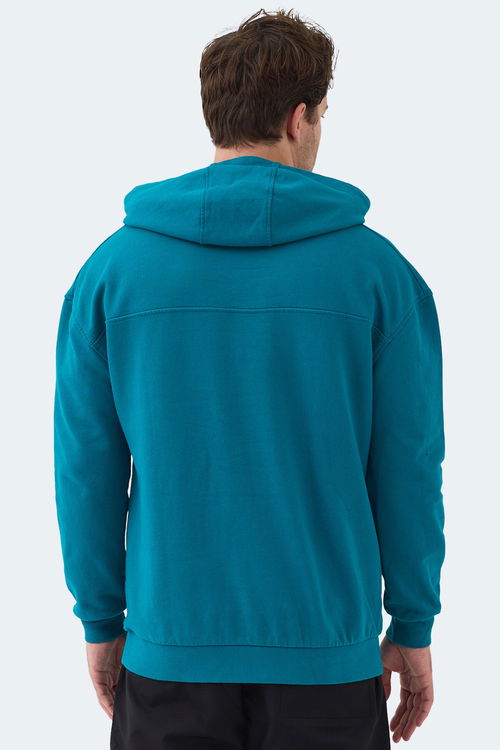 Slazenger VIOLENCE Unisex Kapüşonlu Cepli Oversıze Petrol Sweatshırt