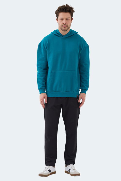 Slazenger VIOLENCE Unisex Kapüşonlu Cepli Oversıze Petrol Sweatshırt