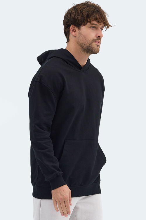 Slazenger VIOLENCE Unisex Kapüşonlu Cepli Oversıze Siyah Sweatshırt