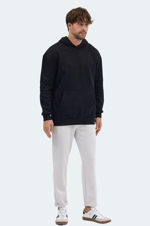 Slazenger VIOLENCE Unisex Kapüşonlu Cepli Oversıze Siyah Sweatshırt