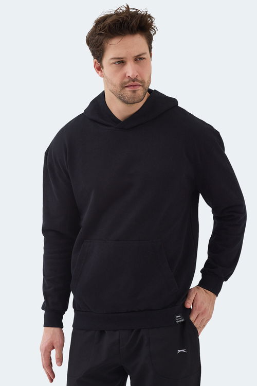 Slazenger VIOLENCE Unisex Kapüşonlu Cepli Oversıze Siyah Sweatshırt