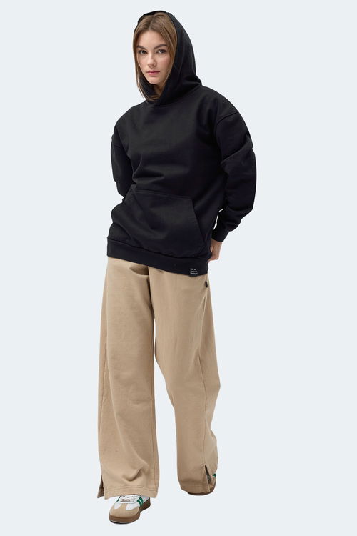Slazenger VIOLENCE Unisex Kapüşonlu Cepli Oversıze Siyah Sweatshırt