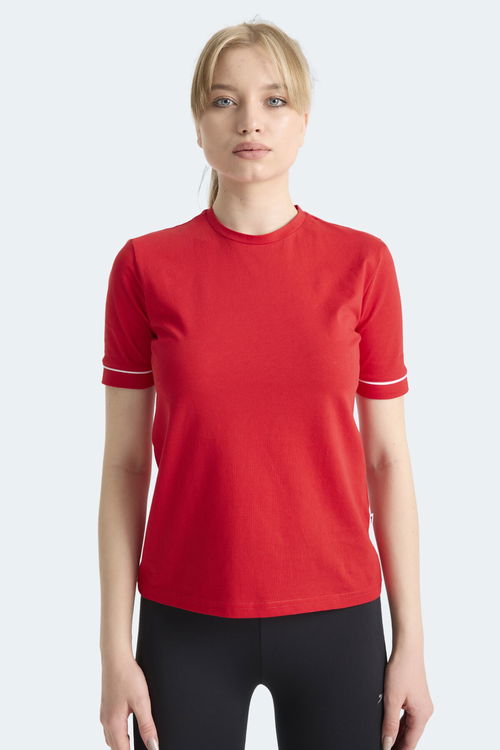 Slazenger VITYA Kadın Tişört Beyaz - Siyah - Kırmızı