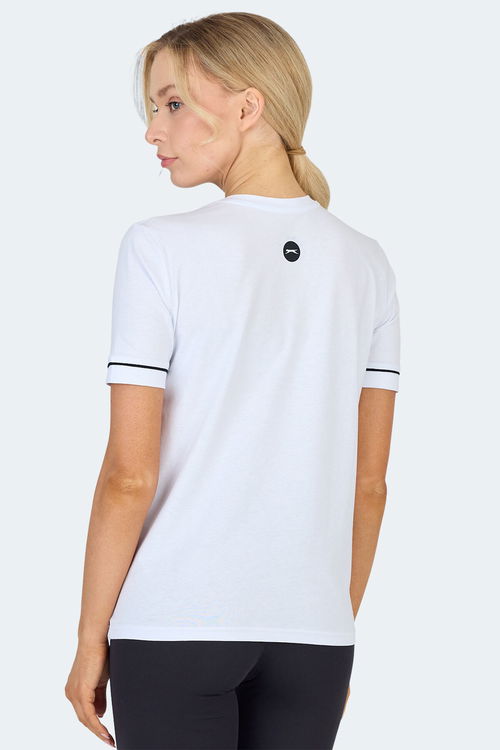 Slazenger VITYA Kadın Tişört Beyaz - Siyah - Kırmızı