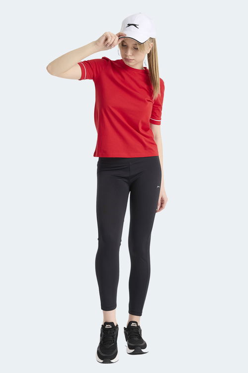 Slazenger VITYA Kadın Tişört Beyaz - Siyah - Kırmızı
