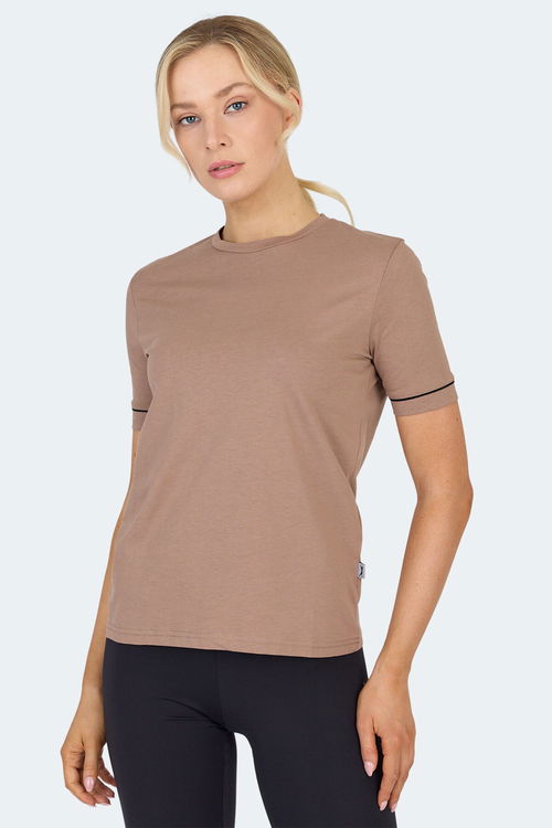 Slazenger VITYA Kadın Tişört Beyaz - Siyah - Vizon