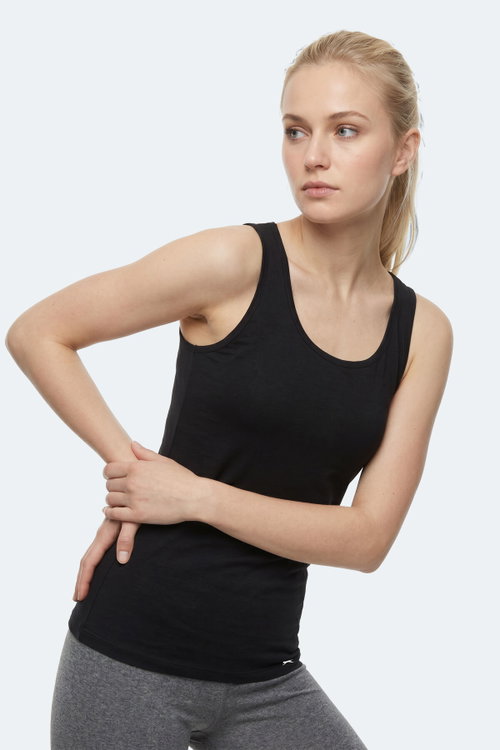 Slazenger VLADLEN Kadın Slim Fıt Kolsuz Siyah Atlet